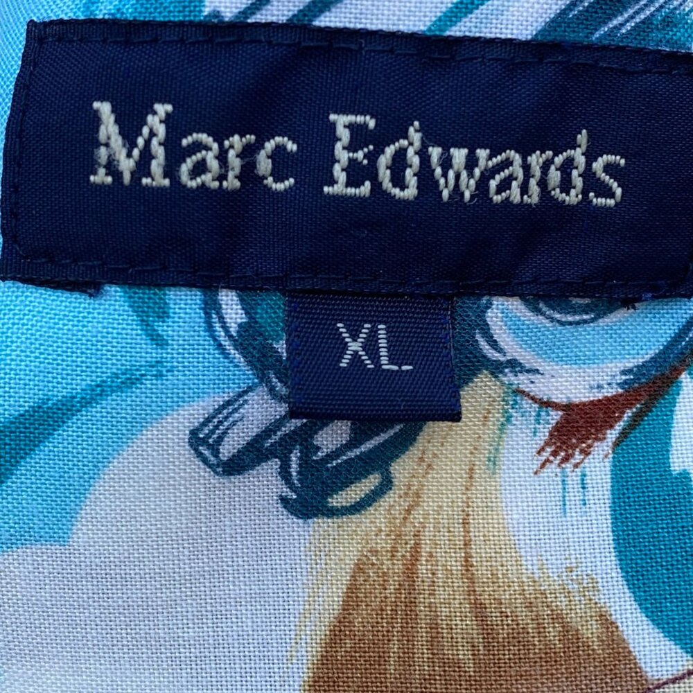 Marc Edwards Men’s Hawaiian Camp Shirt size XL Cars Convertible Pin Up Girl - Picture 2 of 14